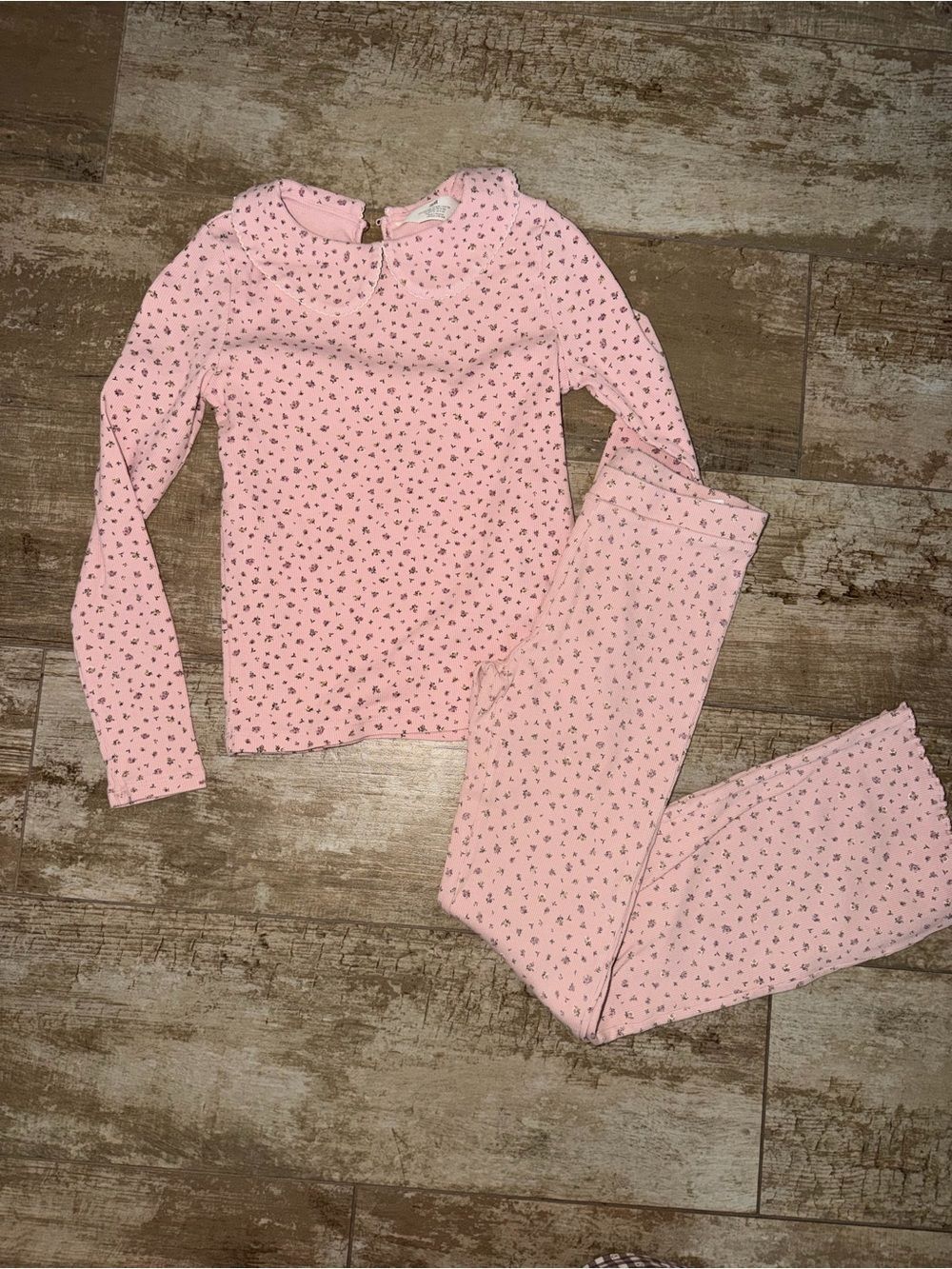 Pink Floral Long-Sleeve Girls Set